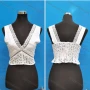 Wholesale Women's Sexy Sleeveless V Neck Eyelet Embroidered Shirred Tank Tops preview