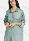 Wholesale Women's Collar Drop Shoulder Button Down Patch Pockets Sequin Decor Buckle Strap Cuff Distressed Tunic - Liuhuamall