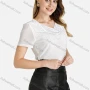 Wholesale Women's Casual Sweetheart Neck Short Sleeve Lace Applique Rhinestone Tops preview