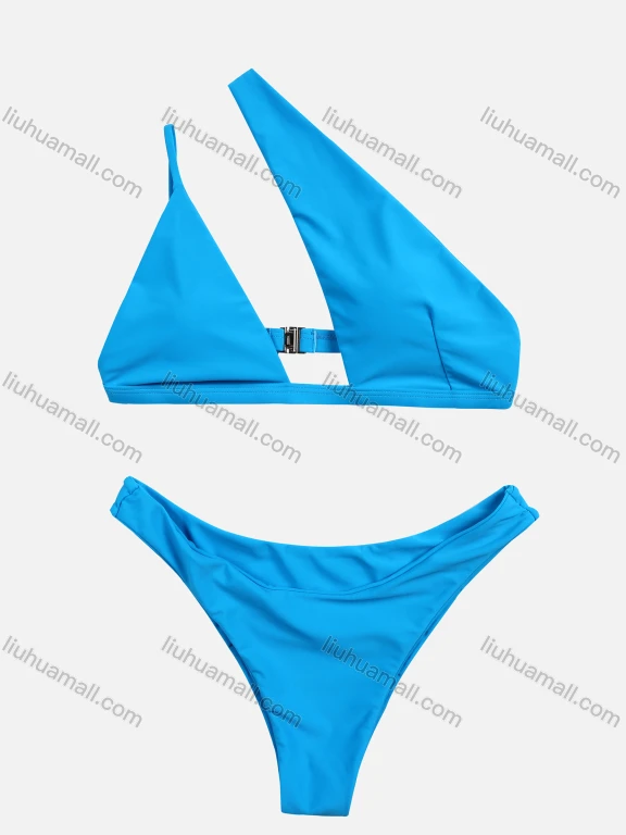 Wholesale Women's Summer Plain Asymmetrical Adjustable High Cut Sexy Bikini Beach Swimwear