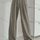 Wholesale Women's Sporty Plain High Waist Drawstring Patch Pocket Loose Fit Long Pants Khaki Clothing Wholesale Market Liuhua