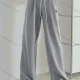 Wholesale Women's Sporty Plain High Waist Drawstring Patch Pocket Loose Fit Long Pants Gray Clothing Wholesale Market Liuhua