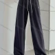 Wholesale Women's Sporty Plain High Waist Drawstring Patch Pocket Loose Fit Long Pants Purple Clothing Wholesale Market Liuhua