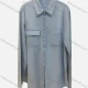 Wholesale Women's Casual Plain Collared Long Sleeve Pockets Button Down Distressed Denim Overshirt Light Blue Clothing Wholesale Market Liuhua