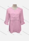 Wholesale Women's Casual Plain Lace Appliques Button Front 3/4 Sleeve Blouse - Liuhuamall