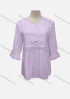 Wholesale Women's Casual Plain Lace Appliques Button Front 3/4 Sleeve Blouse - Liuhuamall
