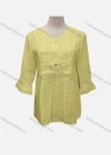 Wholesale Women's Casual Plain Lace Appliques Button Front 3/4 Sleeve Blouse - Liuhuamall