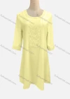 Wholesale Women's Casual Round Neck Embroidered Pearl Decor 3/4 Sleeve Ruffle Hem Short Dress - Liuhuamall