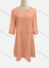 Wholesale Women's Casual Round Neck Embroidered Pearl Decor 3/4 Sleeve Ruffle Hem Short Dress - Liuhuamall