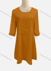 Wholesale Women's Casual Round Neck Embroidered Pearl Decor 3/4 Sleeve Ruffle Hem Short Dress - Liuhuamall