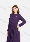 Wholesale Women's Chiffon Plain Decor Sleeve Bowknot Decor Maxi Dress With Belt - Liuhuamall