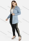 Wholesale Women's Casual Long Sleeve Flap Pocket Button Front Long Denim Shirt - Liuhuamall
