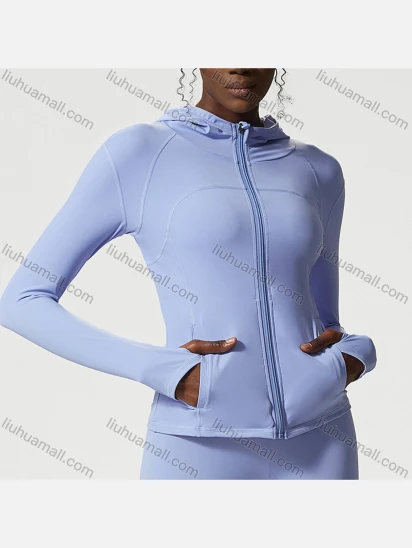 Wholesale Women's Sporty Hooded Jacket Long Sleeve Quick Dry Breathable Slim Fit Zipper Outerwear
