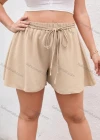 Wholesale Women's Casual Elastic Waist Lace Up Plain Shorts AY243# - Liuhuamall
