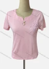 Wholesale Women's Casual Notched Neck Short Sleeve Embroidered Blouse - Liuhuamall