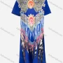 Wholesale Women's African Short Sleeve Round Neck Plss Size Butterfly Vintage Print Pearl Decor Midi T-shirt Dress preview