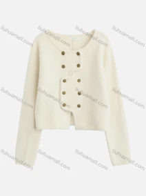 Wholesale Women's Casual Crew Neck Plain Button Down Knit Cardigan 8160#, LIUHUA CLOTHING WHOLESALE