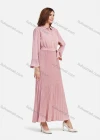 Wholesale Women's Casual Plain Button Down Pleated Maxi Shirt Dress With Belt - Liuhuamall