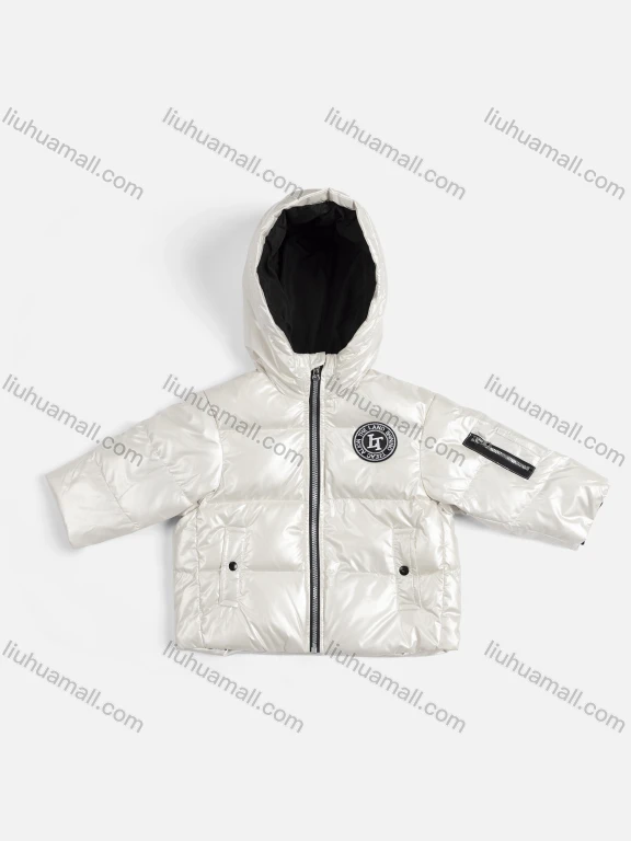 Wholesale Kids Plain Hooded Pockets Long Sleeve Sewing Label Puffer Jackets 14182422#