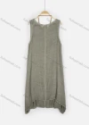 Wholesale Women's Notched Neck Hanky Hem Midi Tank Dress With Wooden Fox Beads Necklace - Liuhuamall