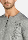 Wholesale Man's Regular Fit Letter Graphic Henley Shirt - Liuhuamall
