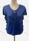 Wholesale Women's Casual Keyhole Neck Short Sleeve Lace Up Blouse - Liuhuamall