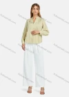 Wholesale Women's Casual Notched Neck Shirt Sleeve Plain Blouse - Liuhuamall