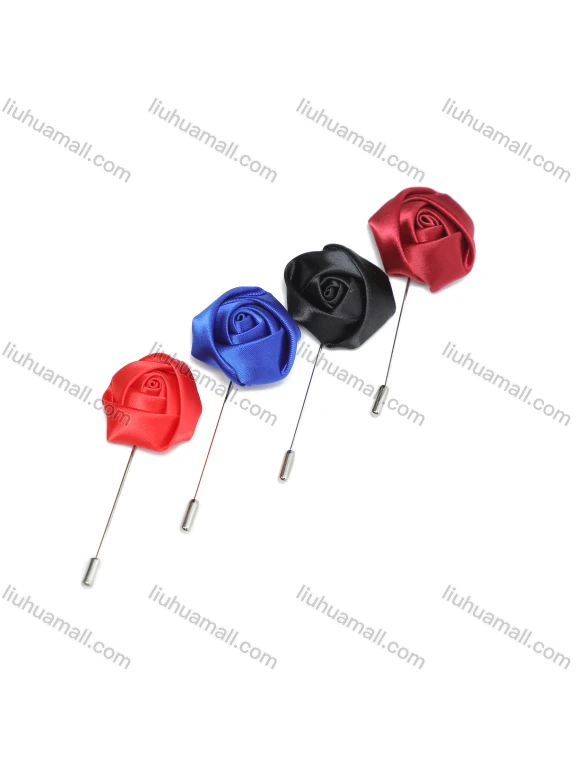 Wholesale Men's Fashion Plain Satin Flower Boutonniere With Pin For Suit