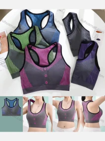 Wholesale Women's Basics Colorblock Striped Racerback Sports Bra 6918-5#, LIUHUA CLOTHING WHOLESALE