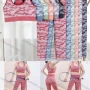Wholesale Women's Basics Breathable Camo Print Racerback Sports Bra 2-piece Set 6921-6# preview