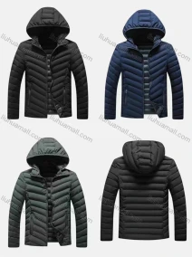 Wholesale Men's Casual Hooded Long Sleeve Zipper Plain Puffer Jacket, LIUHUA CLOTHING WHOLESALE