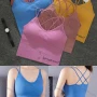Wholesale Women's Basics Back Criss Cross Button Decor Spaghetti Strap Camisole Bra 6895-6# preview
