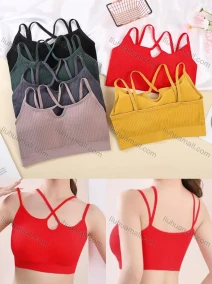 Wholesale Women's Basics Ribbed Criss Cross Sports Bra 6906-6#, LIUHUA CLOTHING WHOLESALE
