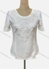 Wholesale Women's Casual Crew Neck Short Sleeve Appliques Beaded Blouse - Liuhuamall