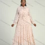Wholesale Women's Casual Tie Neck Long Sleeve Floral Print A-Line Chiffon Maxi Dress preview