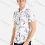 Wholesale Men's Allover Letter Feather Print Short Sleeve Casual Shirt preview