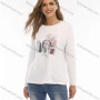 Wholesale Women's Oversized Drop Shoulder Botanic Pattern Long Sleeve Tee preview