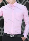 Wholesale Men's Business Long Sleeve Button Closure Patch Pocket Plain Formal Shirt - Liuhuamall