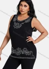 Wholesale Women's Plus Size Floral Embroidery Round Neck Sleeveless Tank Top - Liuhuamall