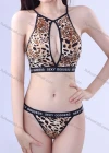 Wholesale Women's Sexy Leopard Hollow Out Bra & Thongs 2-piece Set 193# - Liuhuamall