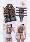 Wholesale Women's Sexy Leopard Hollow Out Bra & Thongs 2-piece Set 193# - Liuhuamall