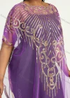 Wholesale Women's Muslim Islamic Glamorous Triangle Hem Arabic Dubai Sequin Mesh Translucent Cover Up Cloak - Liuhuamall