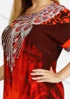 Wholesale Women's Plus Size Round Neck Robe Folk Art Peacock Short Sleeve Embroidery Maxi Dress - Liuhuamall