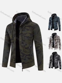 Wholesale Men's Casual Hooded Zip Long Sleeve Camo Jacket, LIUHUA CLOTHING WHOLESALE