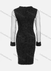 Wholesale Women's Casual 2-in-1 Mesh Lining Shirred Striped Long Sleeve Bodycon Knee Length Dress - Liuhuamall