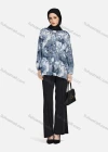 Wholesale Women's Casual Allover Tree Print Crew Neck Long Sleeve High Low Hem Button Down Top 1403# - Liuhuamall