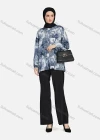 Wholesale Women's Casual Allover Tree Print Crew Neck Long Sleeve High Low Hem Button Down Top 1403# - Liuhuamall
