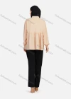 Wholesale Women's Casual Plain Mock Neck Long Sleeve Ruched Ruffle Hem Button Front Top 1404# - Liuhuamall