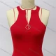 Wholesale Women's Fashion Round Neck Quarter Zip Sleeveless Plain Knit Top Red Clothing Wholesale Market Liuhua