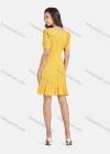 Wholesale Women's Casual Plain Sweetheart Neck Puff Sleeve Cut Out Ruffle Hem Short Dress - Liuhuamall